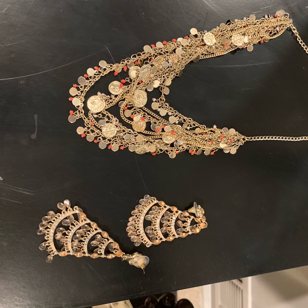 EXPRESS COIN NECKLACE AND EARRINGS